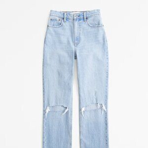 Abercrombie & Fitch  Ultra High Rise 90s Straight Jean Light Double Knee Destroy